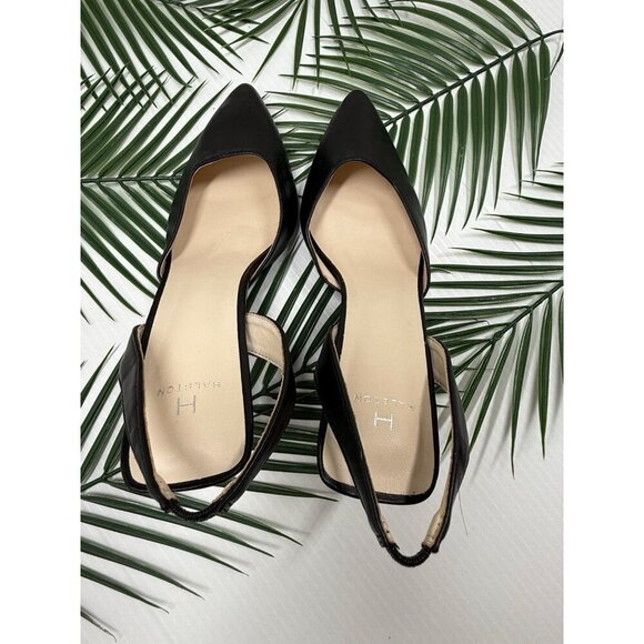 Halston Women's Black Classic Slingback Gala Pumps Pointed Toe Heels Size 7.5 - Picture 6 of 10